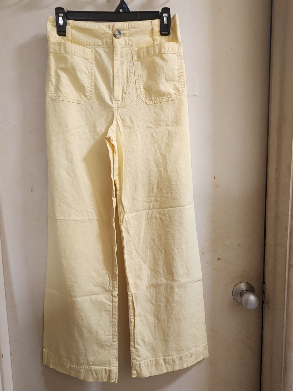 Maeve Light Yellow Wide-Leg High-Rise Pants